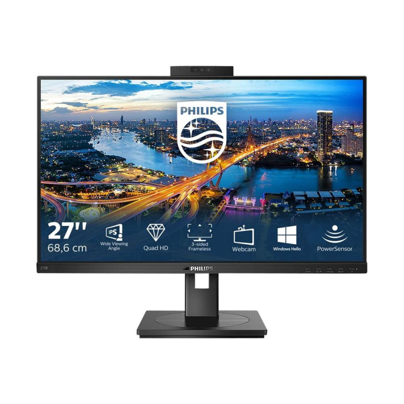 Monitor led 27 pulgadas philips b line 275b1h - 00 ips - qhd - dp - hdmi - dvi - d - 75hz - 4ms - vesa 100x100 - webcam