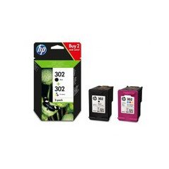 Multipack hp x4d37ae nº302 negro y tricolor f6u65ae - f6u66ae