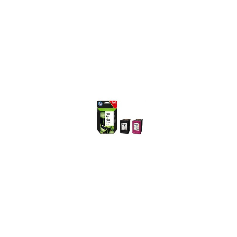 Multipack hp x4d37ae nº302 negro y tricolor f6u65ae - f6u66ae