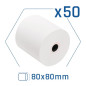 Pack 50 rollos papel térmico sin BPA 80X80mm Pack 50 rollos papel térmico sin BPA 80X80mm