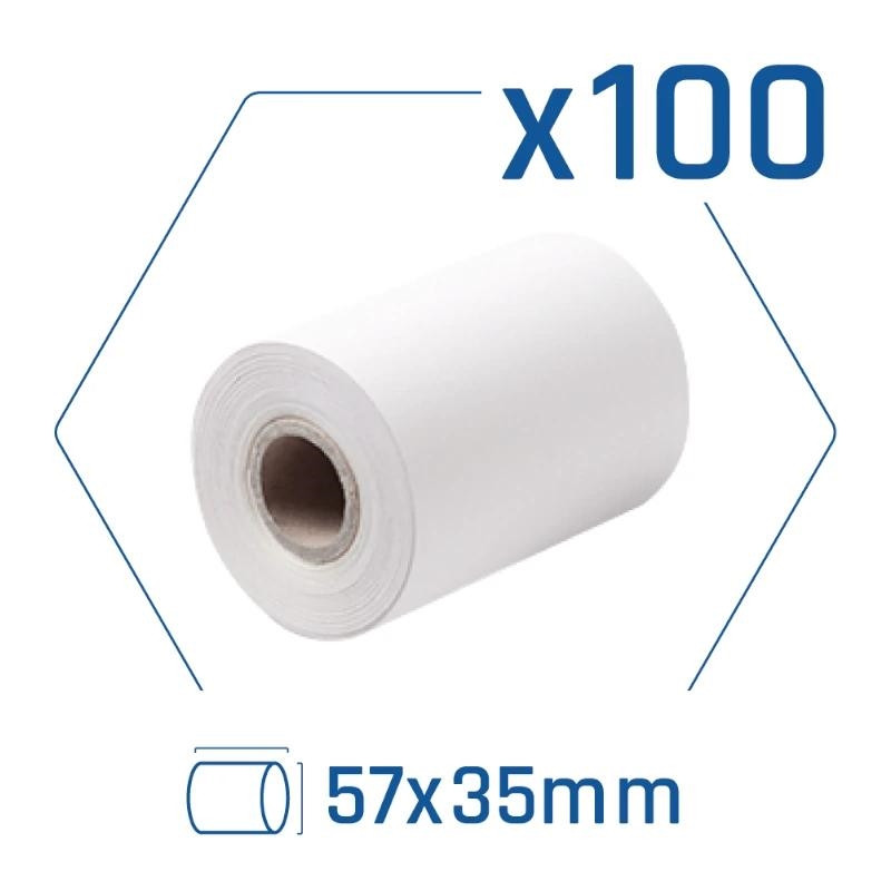 Pack 100 rollos papel térmico datáfono 57x35 mm Pack 100 rollos papel térmico datáfono 57x35 mm