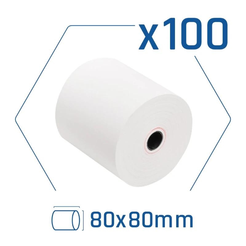 Pack 100 rollos papel térmico sin BPA 80x80mm Pack 100 rollos papel térmico sin BPA 80x80mm