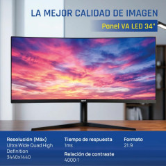 iggual Monitor 34 UWQHD 1ms 2DP 2HDMI MM AA Curvo