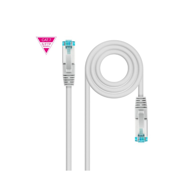 CABLE DE RED LATIGUILLO 600MHZ LSZH SFTP PIMF CAT7 AWG26 2 M GRIS NANOCABLE
