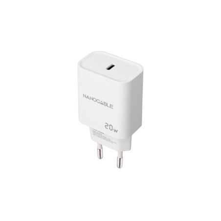 CARGADOR PARED 1XUSB-C PD 20W BLANCO NANOCABLE