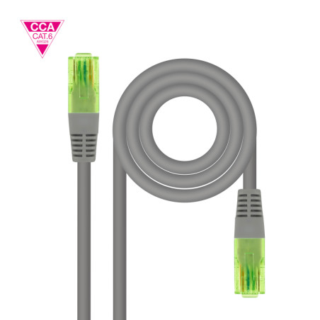 CABLE DE RED LATIGUILLO UTP CCA CAT6 AWG26 0.25 M GRIS NANOCABLE