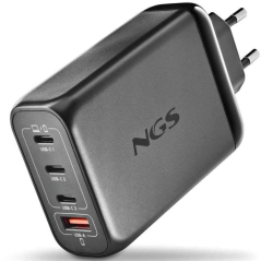 CARGADOR PARED GaN 3xUSB-C + USB-A 240W NEGRO NGS