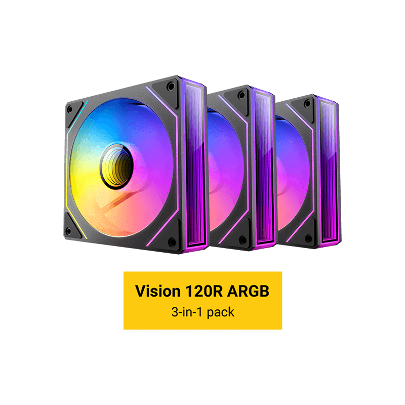 KIT 3 VENTILADORES AUXILIAR VISION 120R A-RGB NEGRO ANTEC