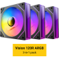 KIT 3 VENTILADORES AUXILIAR VISION 120R A-RGB NEGRO ANTEC