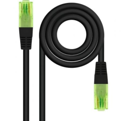 CABLE DE RED LATIGUILLO UTP CCA CAT6 AWG26 0.5 M NEGRO NANOCABLE