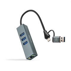 CONVERSOR USB-C+USB-A/M 3.0 A ETHERNET+ 3xUSB-A 3.0 15 CM GRIS NANOCAB