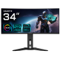 GIGABYTE Monitor de juegos curvo OLED WQHD MO34WQC2 de 34 - 3440 x 1440, 240Hz, 0.03ms, KVM, 250 cd/m², FreeSync Premium Pro, Di