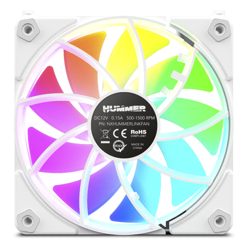NOX Hummer NXHUMMERELINKWH sistema de refrigeración para ordenador Carcasa del ordenador Ventilador 12 cm Blanco 1 pieza(s)