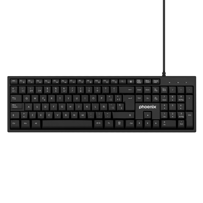 Phoenix k100 teclado multimedia usb negro qwerty oficina