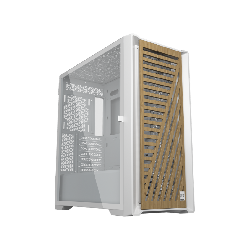 Caja ordenador phoenix gaming artisan noble blanca frontal de madera atx filtros antipolvo tipo c