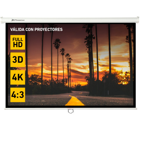 Pantalla manual videoproyector pared y techo phoenix 100´´ ratio 4:3 -