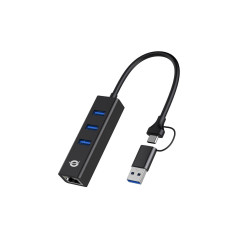 Adaptador conceptronic usb a gigabit ethernet rj45 - con hub usb 3.0 -