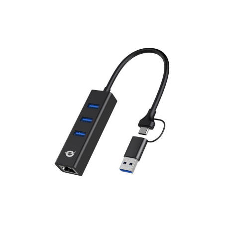 Adaptador conceptronic usb a gigabit ethernet rj45 - con hub usb 3.0 -