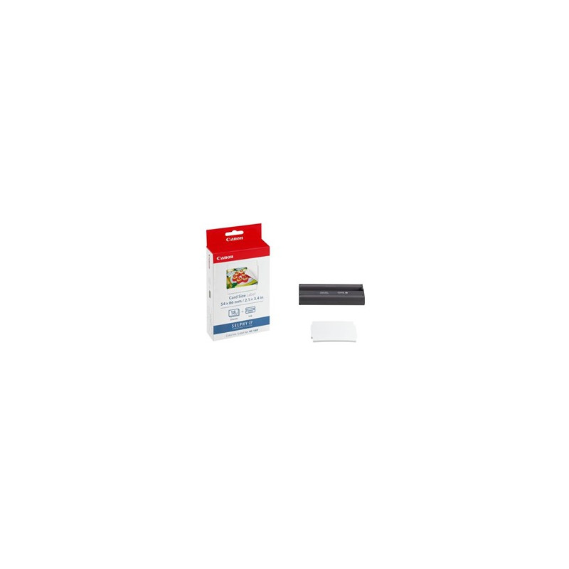 Papel foto canon selphy kc - 18if + tinta 18 adhesivos tarjeta credito series cp