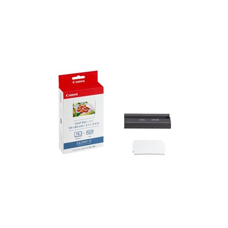 Papel foto canon selphy kc - 18if + tinta 18 adhesivos tarjeta credito