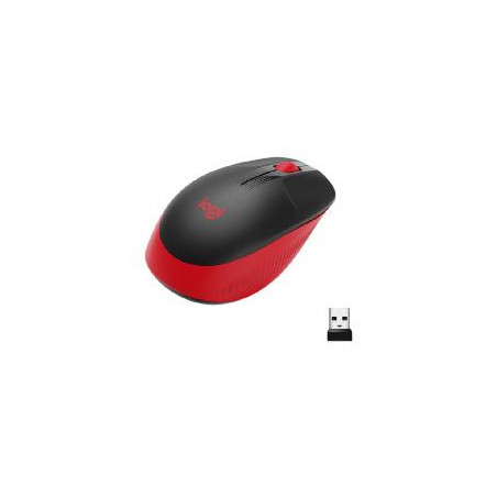 Mouse raton logitech m190 full size optico wireless inalambrico rojo