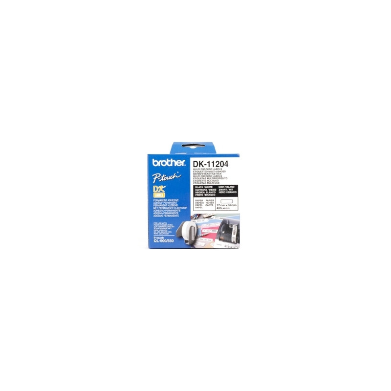 Etiquetas papel precortada brother dk11204 17 x 54 mm multiproposito 400 etiquetas Etiquetas papel precortada brother dk11204 17 x 54 mm multiproposito 400 etiquetas