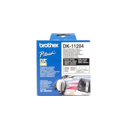 Etiquetas papel precortada brother dk11204 17 x 54 mm multiproposito 4