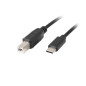 Cable usb lanberg usb c a usb b 2.0 ferrita 3m negro