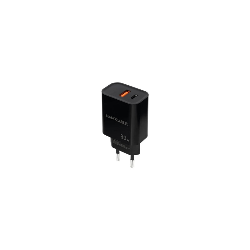 Cargador nanocable usb - c - pd+usb - a - qc 30w negro