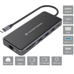 Adaptador conceptronic usb tipo c a gigabit ethernet rj45 - hdmi - vga
