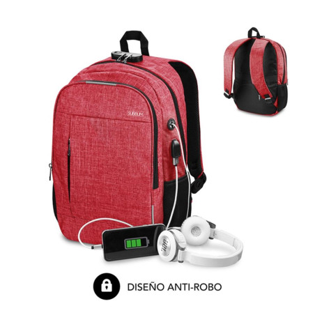 Mochila subblim urban lock backpack para portatil 16 pulgadas rojo