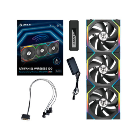 Ventilador caja lian li uni fan sl inalambrico 120mm negro pack 3 unid