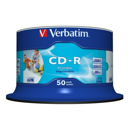 Verbatim cd - r 700mb 52x tarrina 50 unidades imprimible inkjet super 