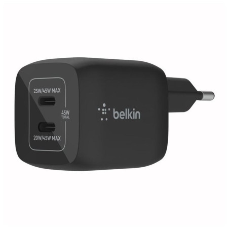 Cargador de pared belkin wch011vfbk 45w 2x usb tipo c negro