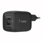 Cargador de pared belkin wch011vfbk 45w 2x usb tipo c negro