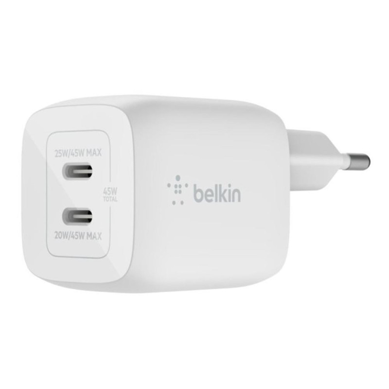 Cargador de pared belkin wch011vfwh 45w 2x usb tipo c blanco