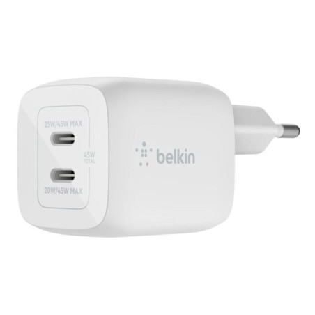 Cargador de pared belkin wch011vfwh 45w 2x usb tipo c blanco