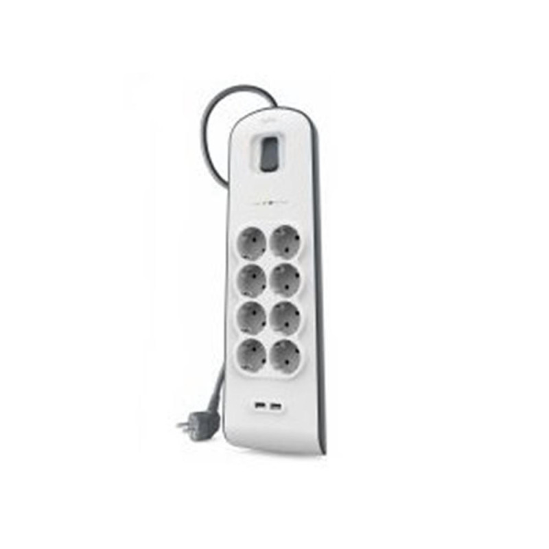 Regleta alimentacion belkin bsv804vf2m - v2 8 tomas con proteccion 2x usb tipo a interruptor color blanco