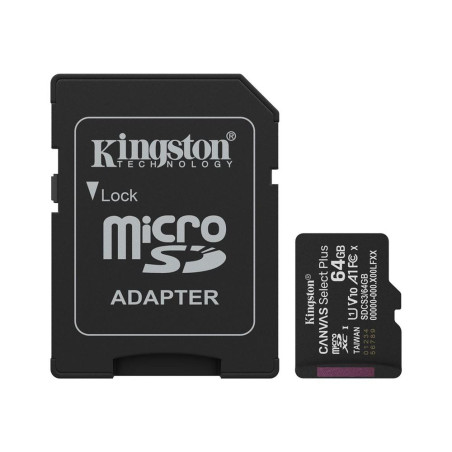 Tarjeta memoria micro sdxc 64gb kingston canvas select plus + adaptado