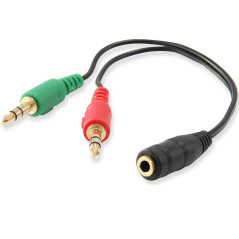 Cable adaptador de audio ewent jack 3.5mm hembra a jack 3.5mm macho x2