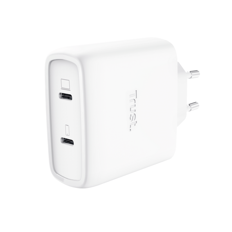 CARGADOR PARED/VIAJE 2xUSB-C 65W MAXO BLANCO TRUST