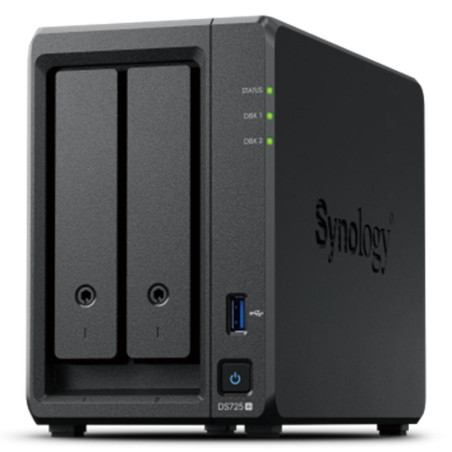 Servidor nas synology disk station ds725+ 4gb 2 bahias gigabit etherne