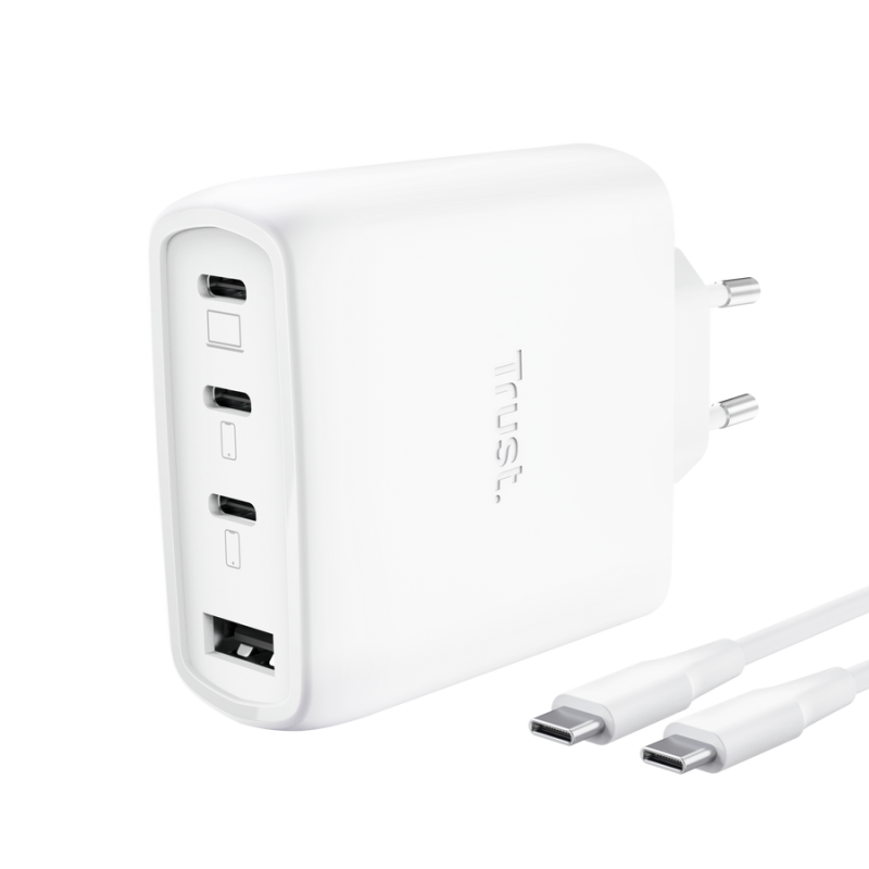 CARGADOR PARED/VIAJE 3xUSB-C + USB-A 65W MAXO BLANCO TRUST