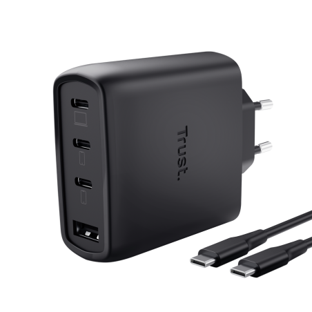 CARGADOR PARED/VIAJE 3xUSB-C + USB-A 65W MAXO NEGRO TRUST